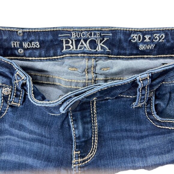 Buckle Black Mid-Rise Skinny Stretch Jeans Blue Fit 53 Distressed 30x32 Womens - Picture 10 of 16